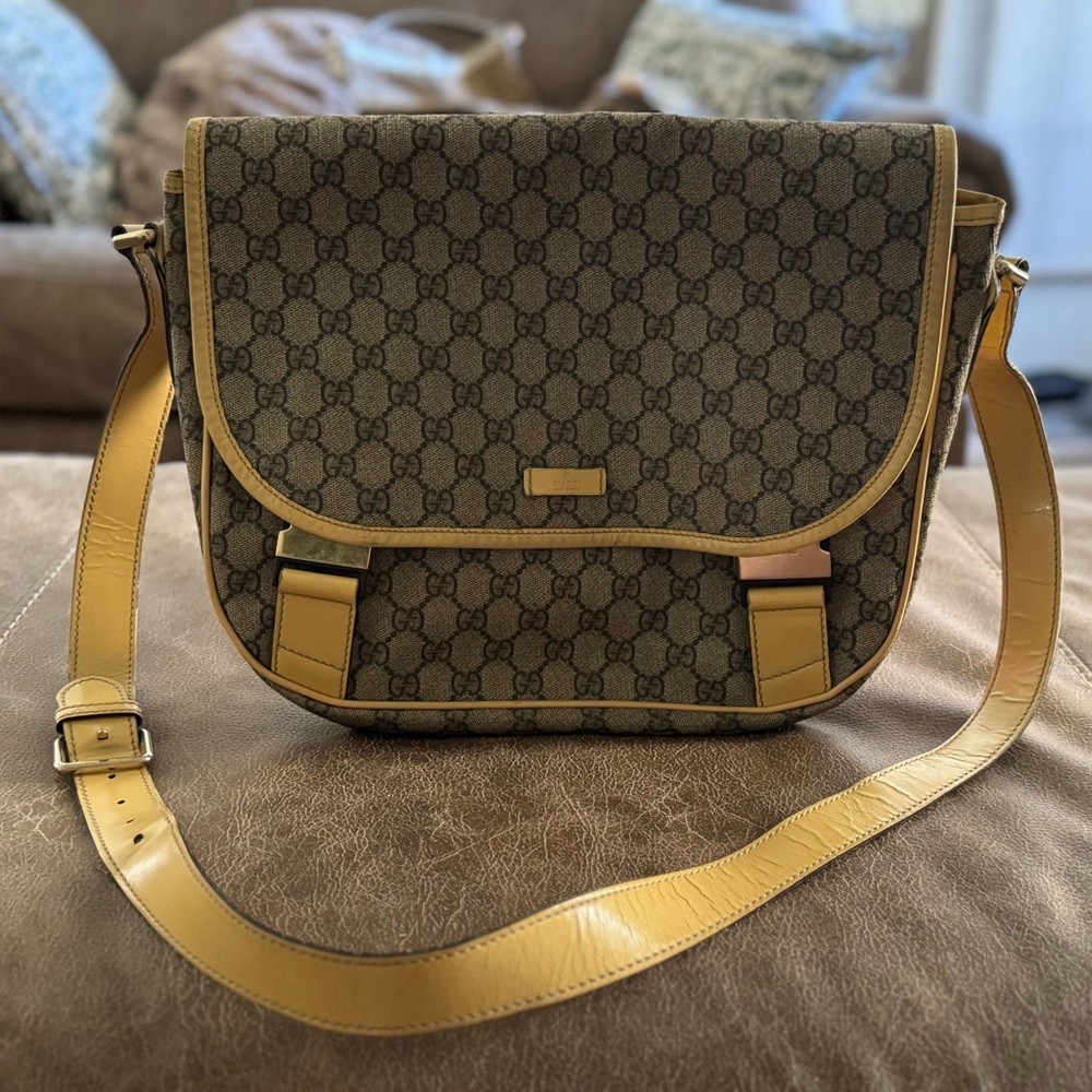 Authentic Gucci Brown and Tan Shoulder Bag/ Laptop bag